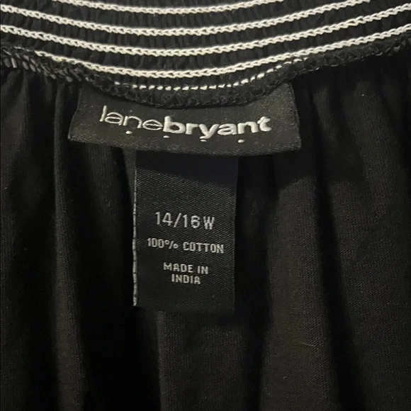 4/$20 Lane Bryant Black Blouse with White Embroidery - Picture 2 of 4